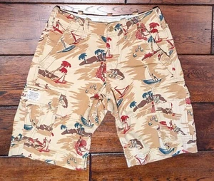 Ralph Lauren Denim & Supply Mens Cargo Shorts Tropical Boats Palm Trees Size 28 - Picture 1 of 12