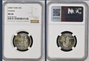 2008 P Hawaii State Quarter NGC MS68 SMS - Picture 1 of 3