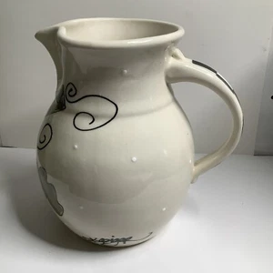 Handmade & Painted 8” T Water Milk Juice Pitcher Signed 2009 - Picture 1 of 6