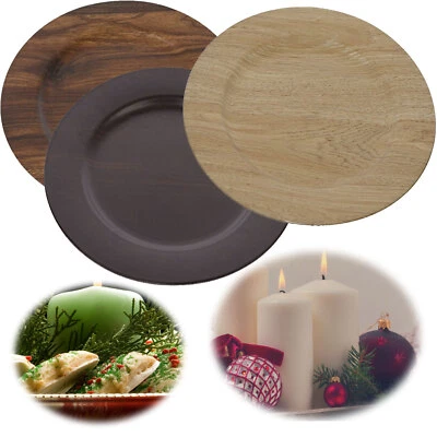 Platzteller Kerzentablett 33cm Rund Kunststoff Braun Deko Tablett Teller Advent - Bild 1 von 4