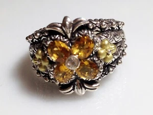 🦋 Anillo Barbara Bixby Flor de Loto Citrino Plata de Ley Oro 18K Talla 8 - Imagen 1 de 7