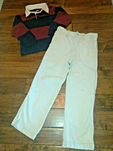 EUC! Boys Lot of 2 Gymboree Rugby Striped Shirt Gap Khaki Dress Pants Size 5T - Picture 1 of 3