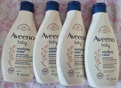 4 Aveeno Baby Soothing Relief Emollient Wash 250ml Bundle Sensitive Skin Oat NEW • 15£