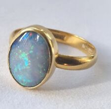 22ct gold large oval  black opal ring beautiful firey  opal hand made UK Hallmar