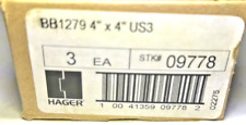 New Hager 4” X 4” Hinge 3 Pcs Stainless Steel BB 1279 US3 Full Mortise Hinge