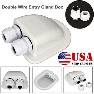 Solar Panel Roof Top Waterproof Double Hole Entry Gland Cable Box For Yacht RV - Picture 1 of 6