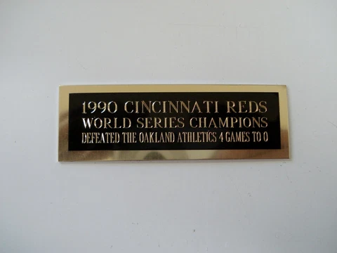 Cincinnati Reds Baseball Card 1990 World Series Card Plaque Nameplate 1" X 3" Cover
