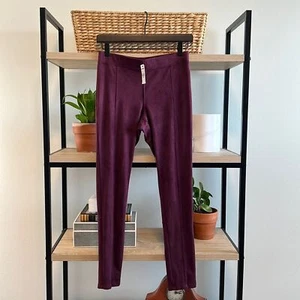 Express Mid-Rise Burgundy Plum Faux Suede Pull On Legging, S - Picture 1 of 7