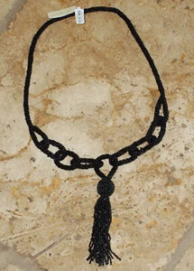 Kenneth J Lane KJL SCHWARZE QUASTE MIKROPERLEN MEHRERE GESCHLUNGENE LANGE HALSKETTE NEU MIT ETIKETT - Bild 1 von 6