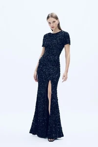 Rachel Gilbert Nixie Gown Sequin Embellished In Navy Size US4 UK 8 $2,795.00 - Picture 1 of 22