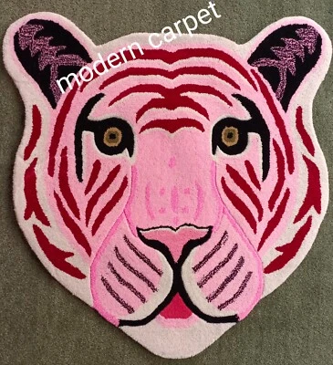 Alfombras faciales de leopardo 3x3 pies hechas a mano 100 % lana acolchadas a mano para decoración del hogar Foto 1 de 4