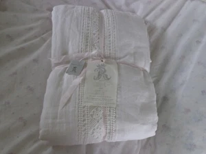 NEW /W TAGS RACHEL ASHWELL SHABBY CHIC COUTURE KING DUVET WHITE CLUNY LACE LINEN - Picture 1 of 9