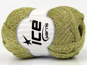 Halley Light Gold 80552 Ice Yarns Metallic Lurex Glitter Ribbon 50g 109yd 1/4"w - Picture 1 of 5