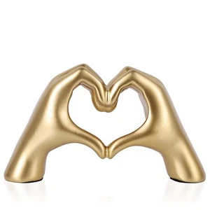 Heart Shaped Hand Statue, Gold Home Decor Accents for Living Room Coffee Tabl... - Picture 1 of 7