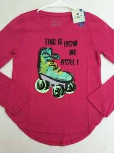 Members Mark Girls Roller Skate Top Sequins NEW Pink Long Sleeve Back to School - Picture 1 of 9