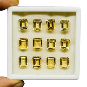 Lotto all'ingrosso VVS 12 citrini naturali 10x8 mm taglio smeraldo pietre preziose sfuse non trattate - Foto 1 di 7