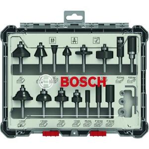 Bosch 15tlg. Fräser-Set Fräser Nutfräser Abrundfräser Bündigfräser m. 6mm Schaft