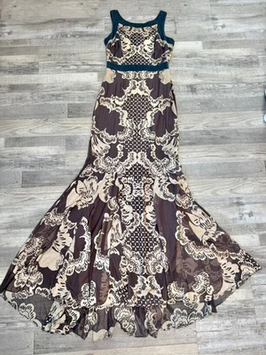 Badgley Mischka brown mermaid cut sleeveless formal dress size 6 G20 - Image 1 of 4