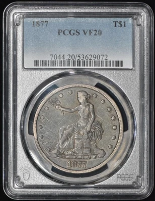 1877 Trade Silver Dollar $1 PCGS VF20 - Image 1 of 3