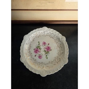 Antiker Sèvres Teller rosa Rosen & Gold vergoldet Fleur-de-Lis Mark Frankreich 10,5" - Bild 1 von 8