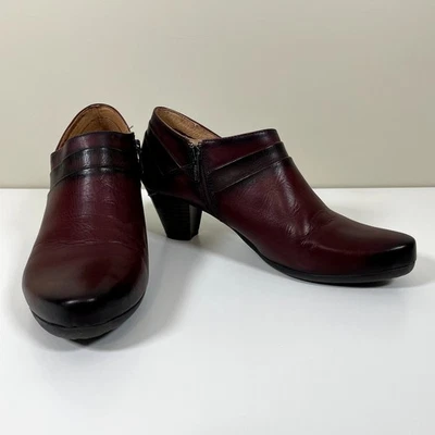 PIKOLINOS Mujer 10 Borgoña Cremallera Lateral Cuero Botín Tacón Apilado Western Foto 1 de 4