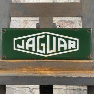 JAGUAR Enamel Sign 11.8x3.9" (30x10cm) Rare Vintage Porcelain Small Unique Decor - Picture 1 of 9