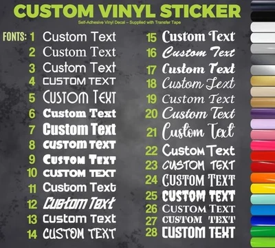 Personalised Name Vinyl Sticker Word Text Cut Fancy Font Sticker Sentence custom - Image 1 of 4