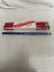 VTG Musgrave Pencils, Hermitage 10 Thin Red #510, 1 Thin Blue #520, Unsharpened - Picture 1 of 6
