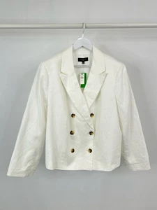 TALBOTS NWT Linen Blazer Jacket Size 20W White Women Plus Classic Lined Coat - Picture 1 of 5