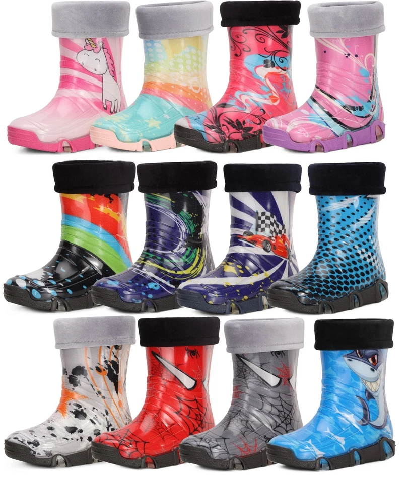 LADEHEID Gefütterte Gummistiefel Kinder Rutschfest Regenschuhe Thermo 21-36 - Bild 1 von 1