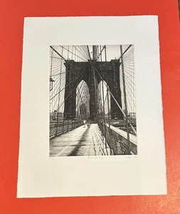 Takuji Kubo Engraving - The Brooklyn Bridge 7" x 9.5" #55 of 100 - Picture 1 of 1