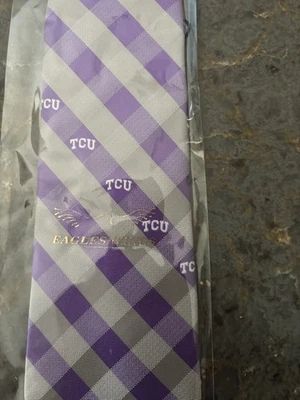Texas Christian University TCU Neck Tie Grey With Purple Stripes - Image 1 of 2