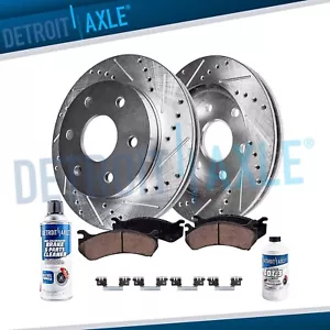 Rear Drilled Rotors + Brake Pads for Chevy GMC Silverado Sierra 1500 Tahoe Yukon - Picture 1 of 8