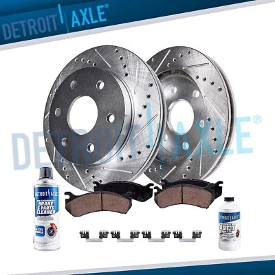 Rear Drilled Rotors + Brake Pads for Chevy GMC Silverado Sierra 1500 Tahoe Yukon - Image 1 of 4