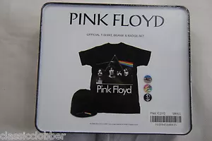 Pink Floyd Lado Oscuro de la Luna Camiseta Gorro & Insignia Lata Set Nuevo - Bild 1 von 3