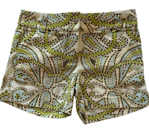 J CREW City Fit Chino Shorts Damen 2 grün blau Paisley 5" Schrittlänge adrette lässig - Bild 1 von 6
