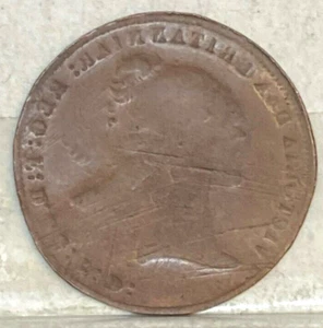 GREAT BRITAIN ERROR 1864 ? UNDATED FARTHING BROCKAGE SPLIT FLAN RARE - Picture 1 of 2