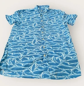 Vineyard Vines Shirt Boys XL Blue Whale Shirt Performance Button Down Hawaiian - Picture 1 of 12