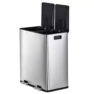16 Gallon Trash Can Stainless Steel Kitchen Garbage Can Home Kitchen Step on - Picture 1 of 20