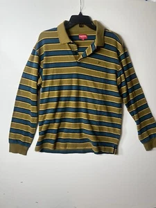 SUPREME Striped L/S Polo Size: M Gold Men - Picture 1 of 7