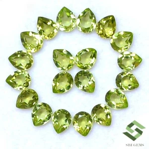 3.09 CTS Natural Peridot Pear Cut 5x4 mm Lot 10 Pcs Calibrated Loose Gemstones - Picture 1 of 10