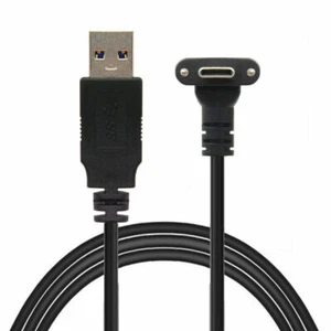 USB-C 3.1 Up/Down Angled to USB-A 3.0 Dual Screw-Locking Data Cable Male-Male - Picture 1 of 13