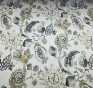 Anastasia in Dune BTY Richloom 55% Linen / 45% Rayon 54" Wide Gray Bronze Floral - Picture 1 of 2