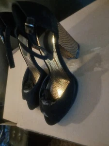 Damen High Hills Schwarz/Gold Gr.38 - Bild 1 von 5