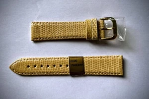 Rhein Fils 20mm Genuine Lizard Leather strap titanium buckle new Yellow Beige - Picture 1 of 5