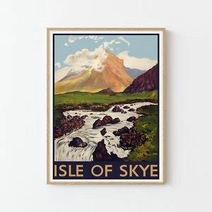 Impresión artística póster publicitario de viaje vintage de la isla de Skye Escocia | Decoración del hogar - Imagen 1 de 6