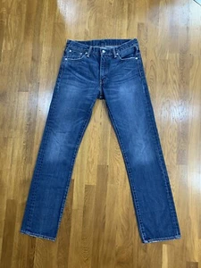 Levi’s 513 Herren Größe 30 x 32 Slim Fit Jeans Leder Geflickt Blau Baumwolle Denims - Bild 1 von 12