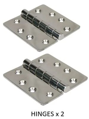 2 x Butt Hinges, 316g Heavy Duty Stainless Steel Boat, Marine & Caravan Hinges  - Image 1 of 2