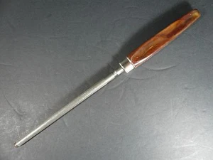 Vintage Bakelite Brown Marbleized 11" Sharpening Steel - Picture 1 of 5