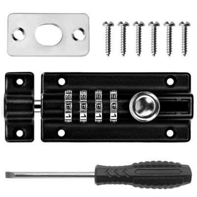 UK 4 Digit Combination Slide Keyless Lock Security Bolt Garden Door Shed Gate - Image 1 of 4
